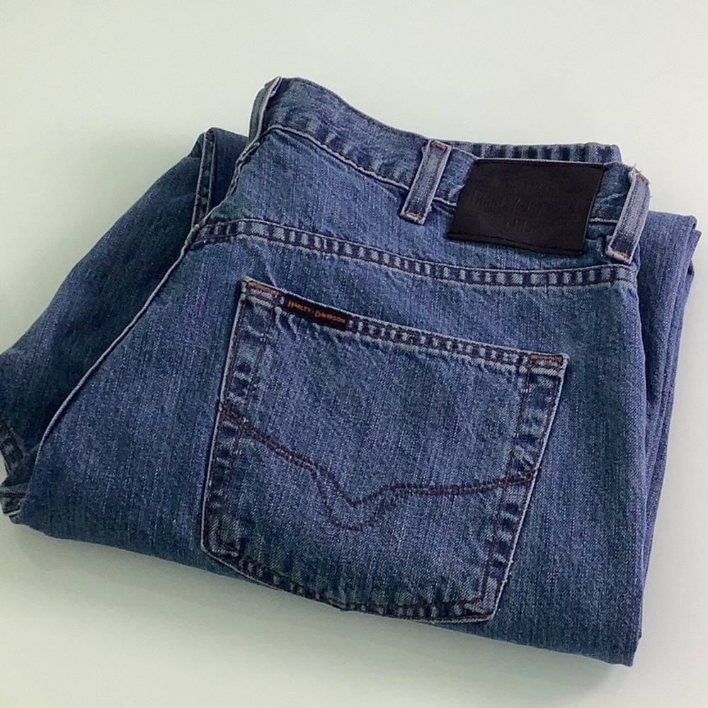 Harley Davidson Relaxed fit bikers blue jeans men size 38 X 32 EUC - Picture 13 of 14